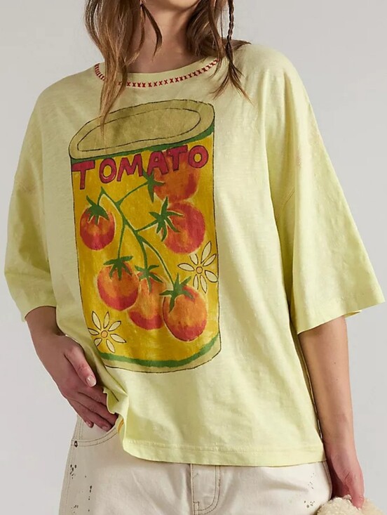 Free People Tops - 🪷NWT Free People We The Free In Spring Tee In Lemon Water Combo, Size M🌙